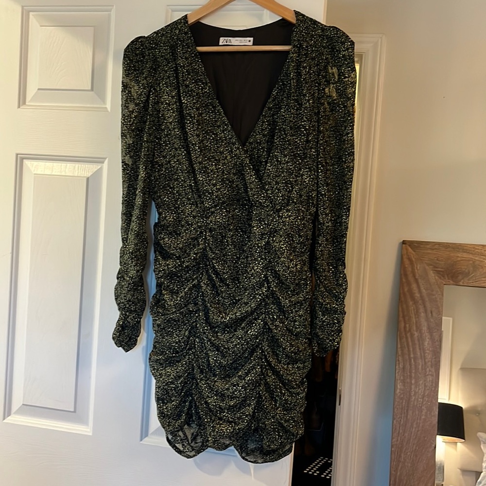 Zara Bodycon Dress with synched ruffles